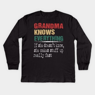 Grandma Knows Everything If She Doesn't Know Mother's Day Kids Long Sleeve T-Shirt